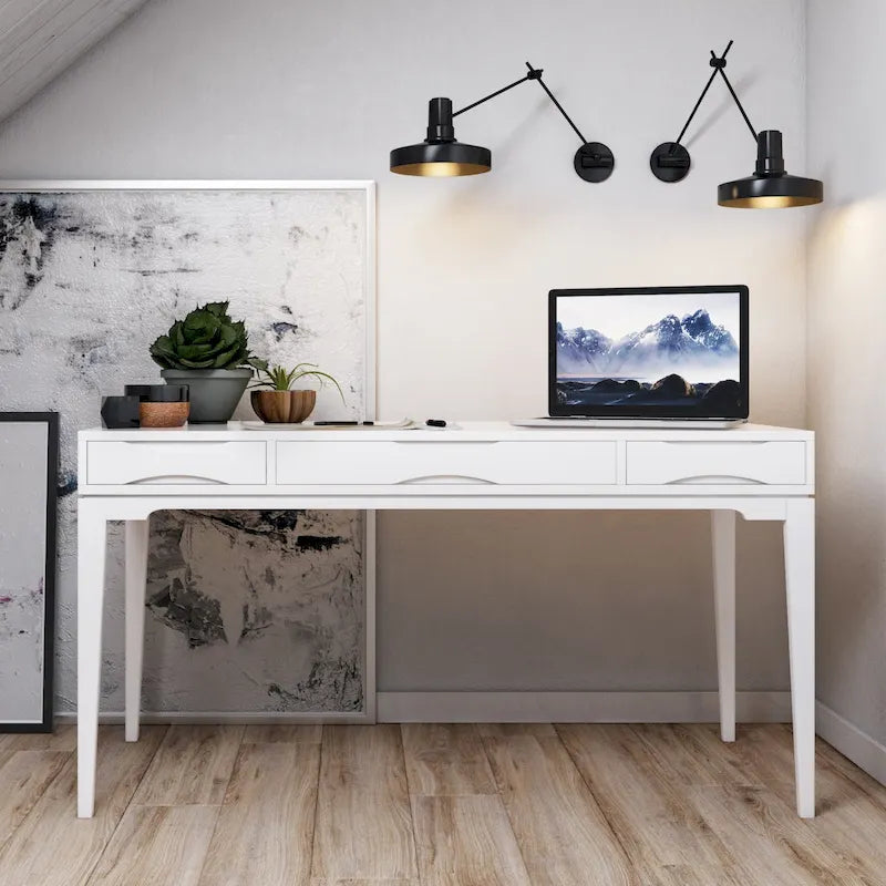 SOLID HARDWOOD moderne mid-century-schrijftafel voor kantoor, 60 inch breed
