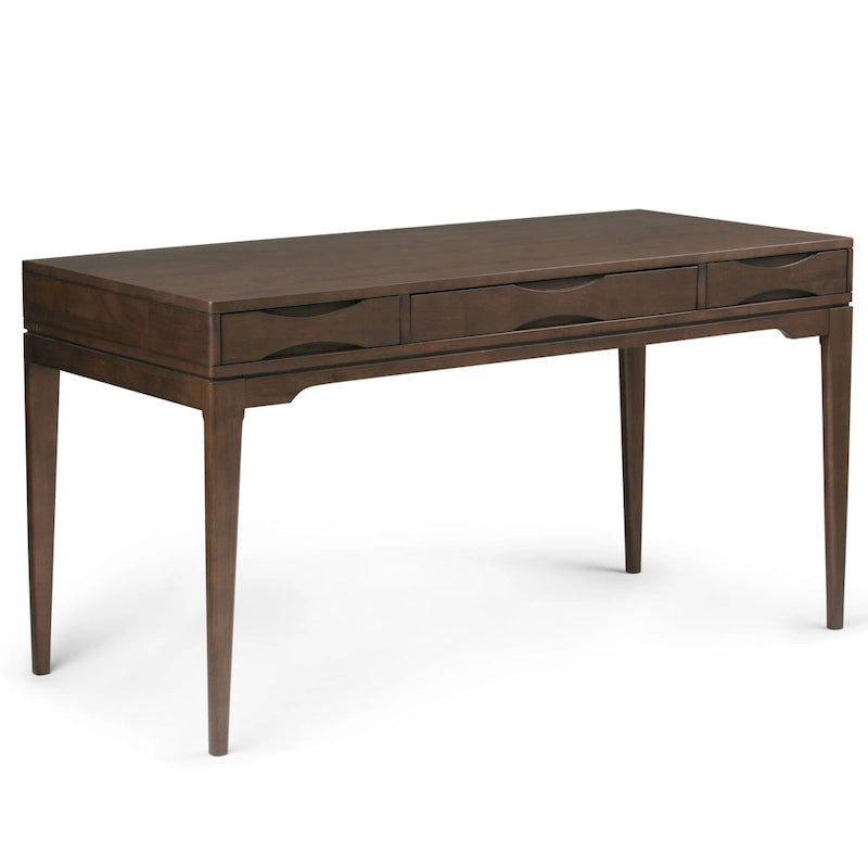 Schlichter moderner 60 Zoll breiter Schreib- und Büroschreibtisch aus Massivholz im Mid-Century-Stil