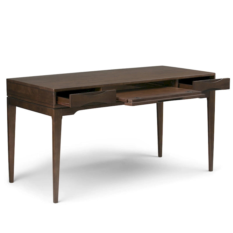 Schlichter moderner 60 Zoll breiter Schreib- und Büroschreibtisch aus Massivholz im Mid-Century-Stil
