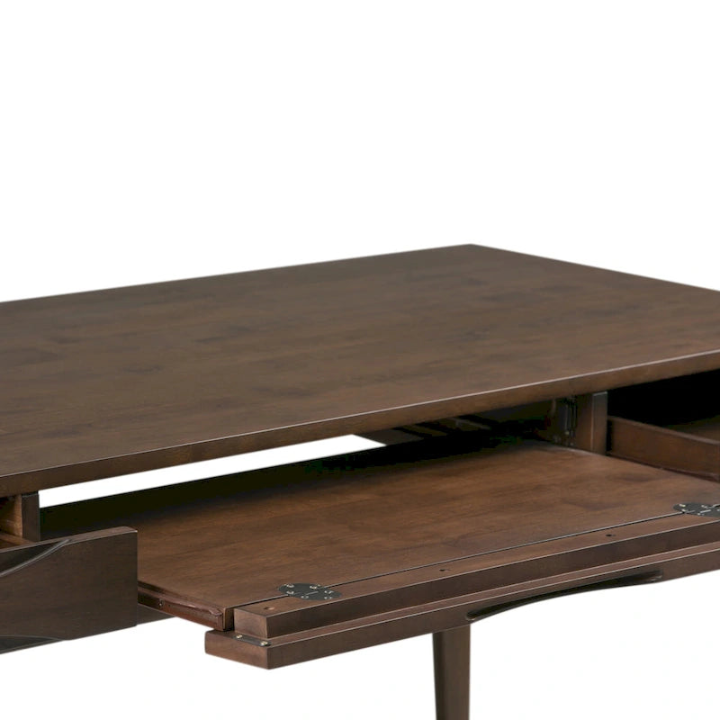 Schlichter moderner 60 Zoll breiter Schreib- und Büroschreibtisch aus Massivholz im Mid-Century-Stil