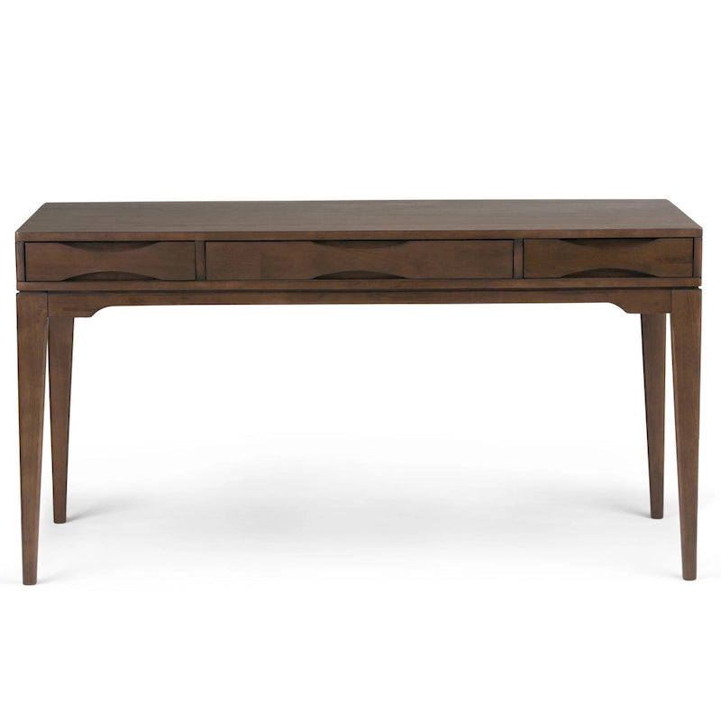 Schlichter moderner 60 Zoll breiter Schreib- und Büroschreibtisch aus Massivholz im Mid-Century-Stil