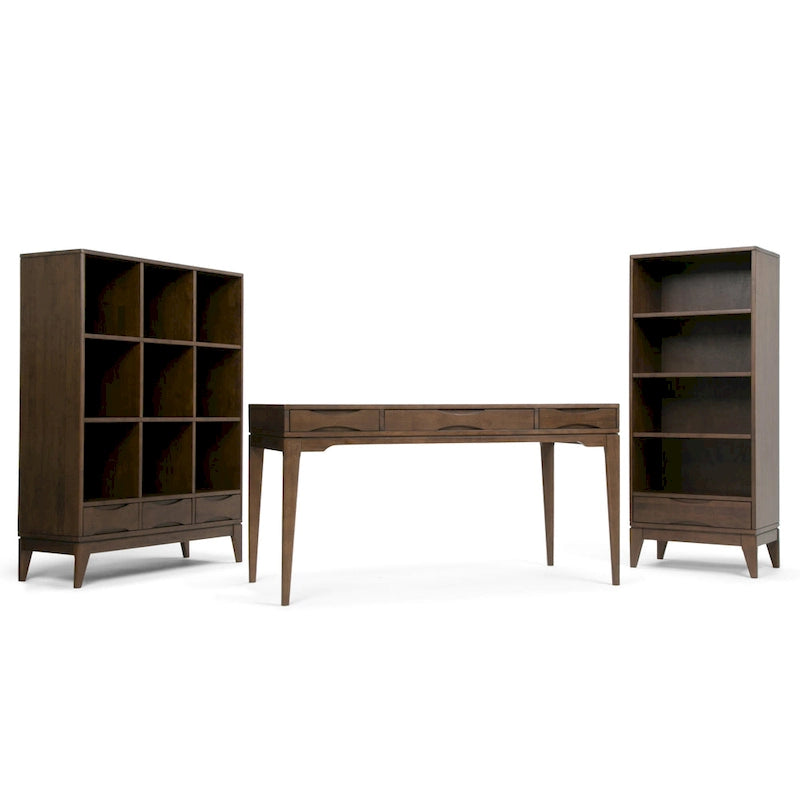 Schlichter moderner 60 Zoll breiter Schreib- und Büroschreibtisch aus Massivholz im Mid-Century-Stil