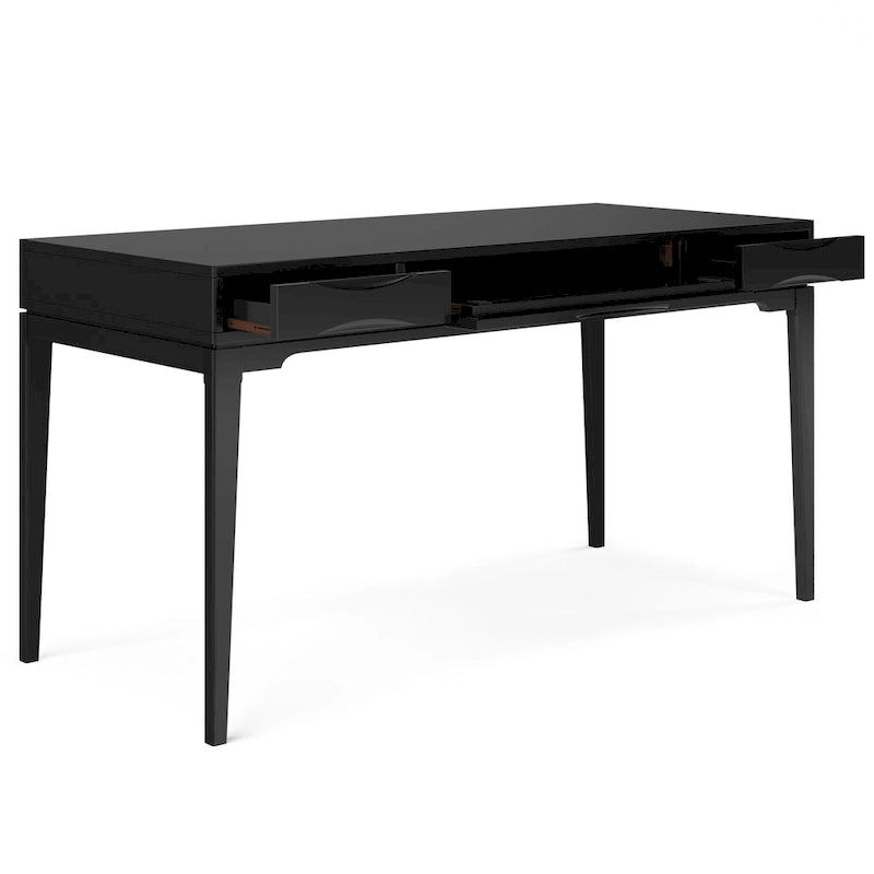 Schlichter moderner 60 Zoll breiter Schreib- und Büroschreibtisch aus Massivholz im Mid-Century-Stil