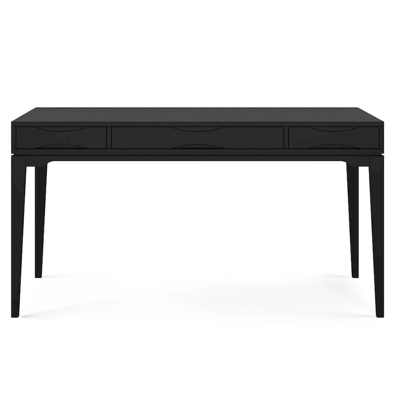 Schlichter moderner 60 Zoll breiter Schreib- und Büroschreibtisch aus Massivholz im Mid-Century-Stil