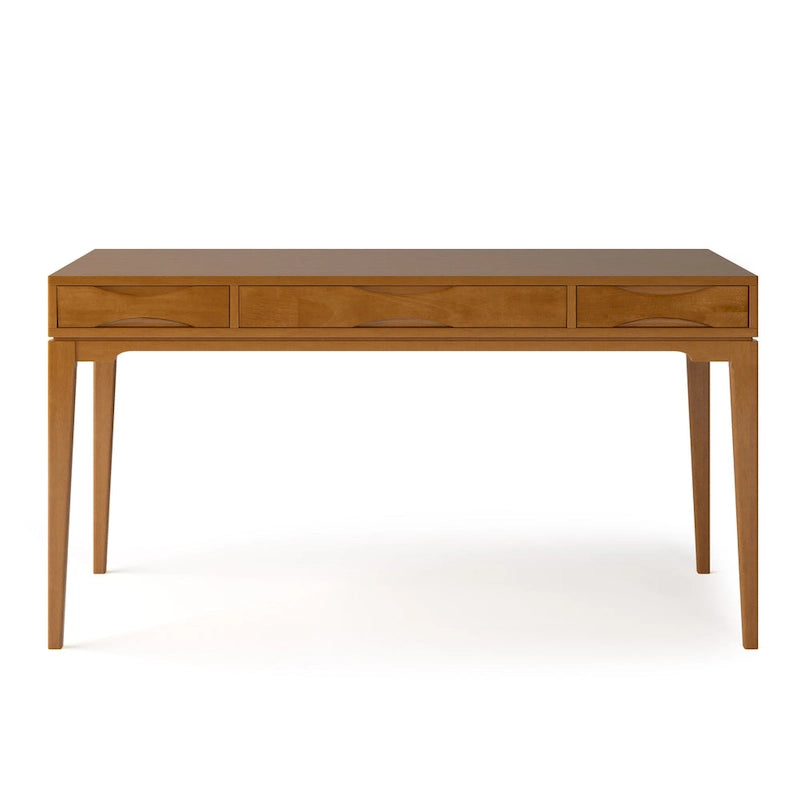 Schlichter moderner 60 Zoll breiter Schreib- und Büroschreibtisch aus Massivholz im Mid-Century-Stil