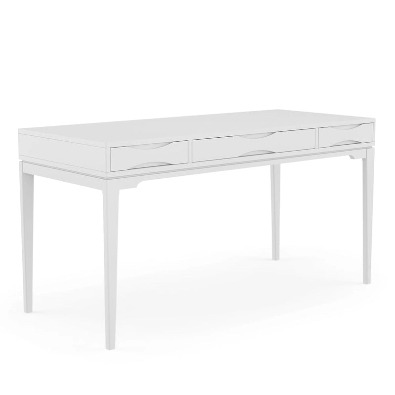 Schlichter moderner 60 Zoll breiter Schreib- und Büroschreibtisch aus Massivholz im Mid-Century-Stil