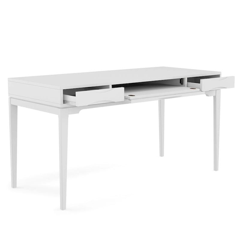 Schlichter moderner 60 Zoll breiter Schreib- und Büroschreibtisch aus Massivholz im Mid-Century-Stil