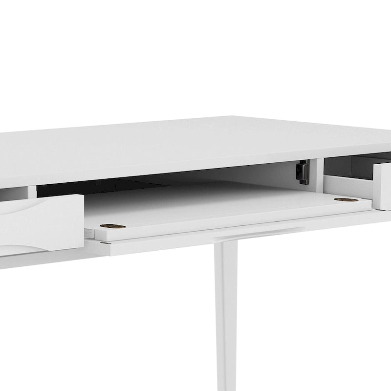 Schlichter moderner 60 Zoll breiter Schreib- und Büroschreibtisch aus Massivholz im Mid-Century-Stil
