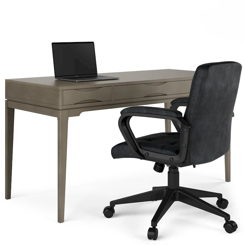 Schlichter moderner 60 Zoll breiter Schreib- und Büroschreibtisch aus Massivholz im Mid-Century-Stil