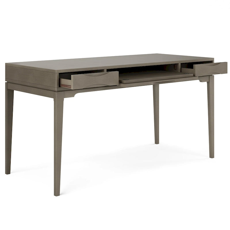 Schlichter moderner 60 Zoll breiter Schreib- und Büroschreibtisch aus Massivholz im Mid-Century-Stil