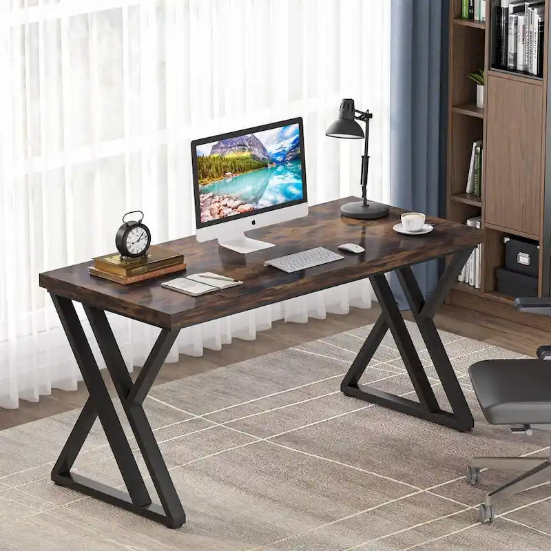 Schreib- und Computerschreibtisch, 55 Zoll, Vintage-Stil