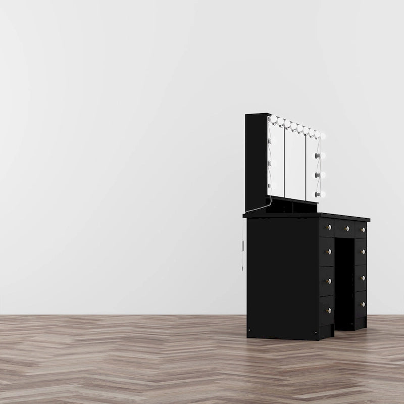 Beauty station van 40.2W met 3 spiegels, make-uptafel voor aankleden
