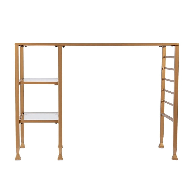 Goudkleurig metalen/glazen bureau