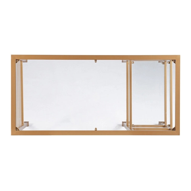 Schreibtisch aus goldfarbenem Metall und Glas