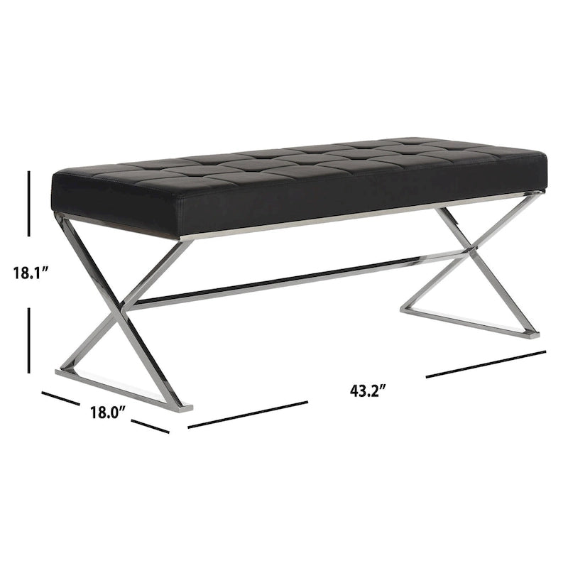 Moderner glamouröser, getufteter grauer Sitzhocker – 43Wx18Dx18H