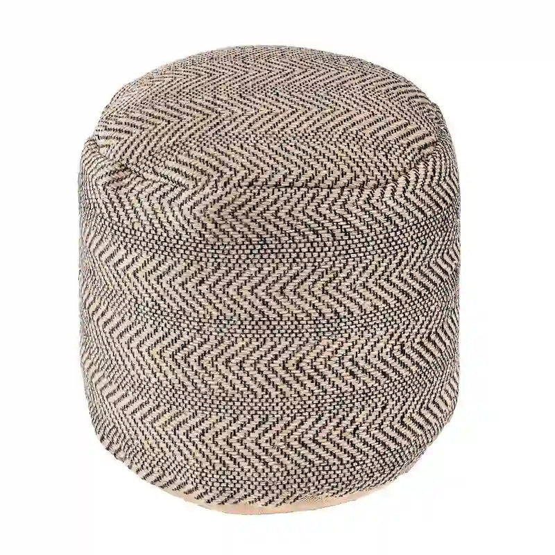 Geflochtener Jute-Hocker mit Chevron-Muster