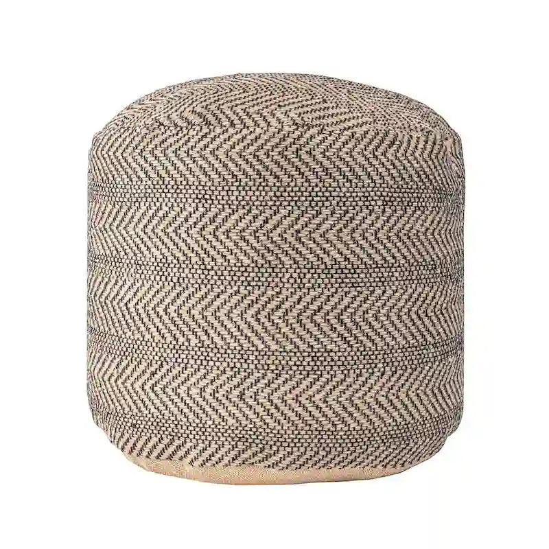 Geflochtener Jute-Hocker mit Chevron-Muster