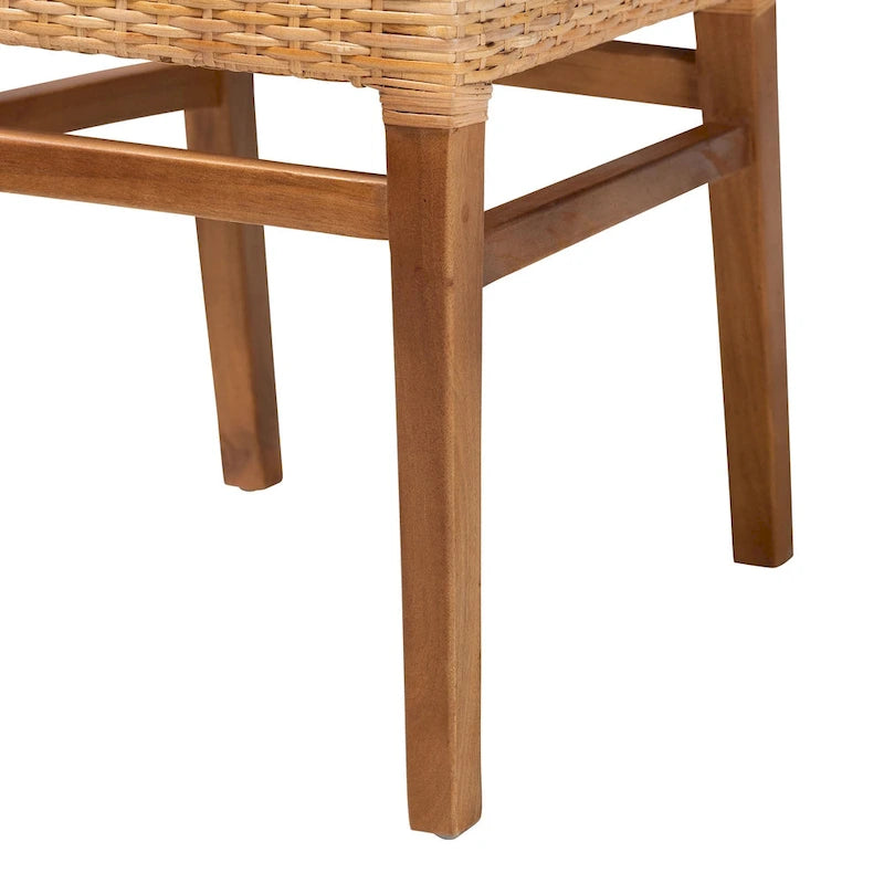 Böhmischer Esszimmerstuhl aus natürlichem Rattan und Mahagoniholz