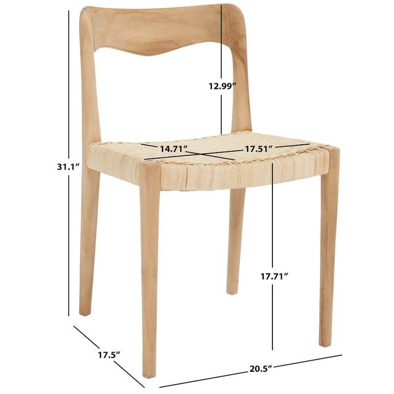 Rieten eetkamerstoel van 31 - 21 B x 18 D x 31 H - 20 B x 18 D x 31 H