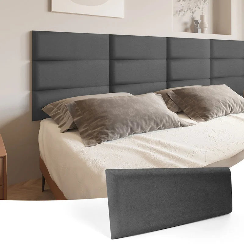 9.84 x 23.62 selbstklebendes Kopfteil, 12er-Pack, 3D-Schallschutz-Wandpaneele, gepolstertes Wandpaneel