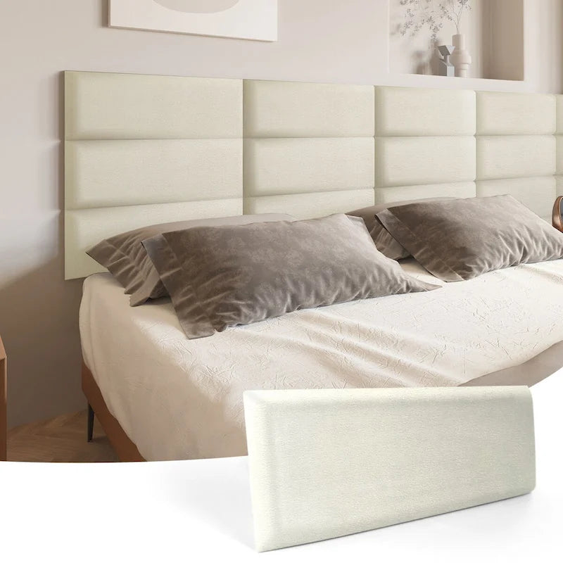 9.84 x 23.62 selbstklebendes Kopfteil, 12er-Pack, 3D-Schallschutz-Wandpaneele, gepolstertes Wandpaneel