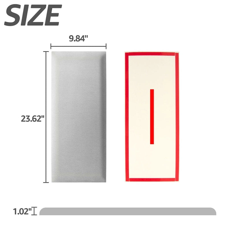 9.84 x 23.62 selbstklebendes Kopfteil, 12er-Pack, 3D-Schallschutz-Wandpaneele, gepolstertes Wandpaneel