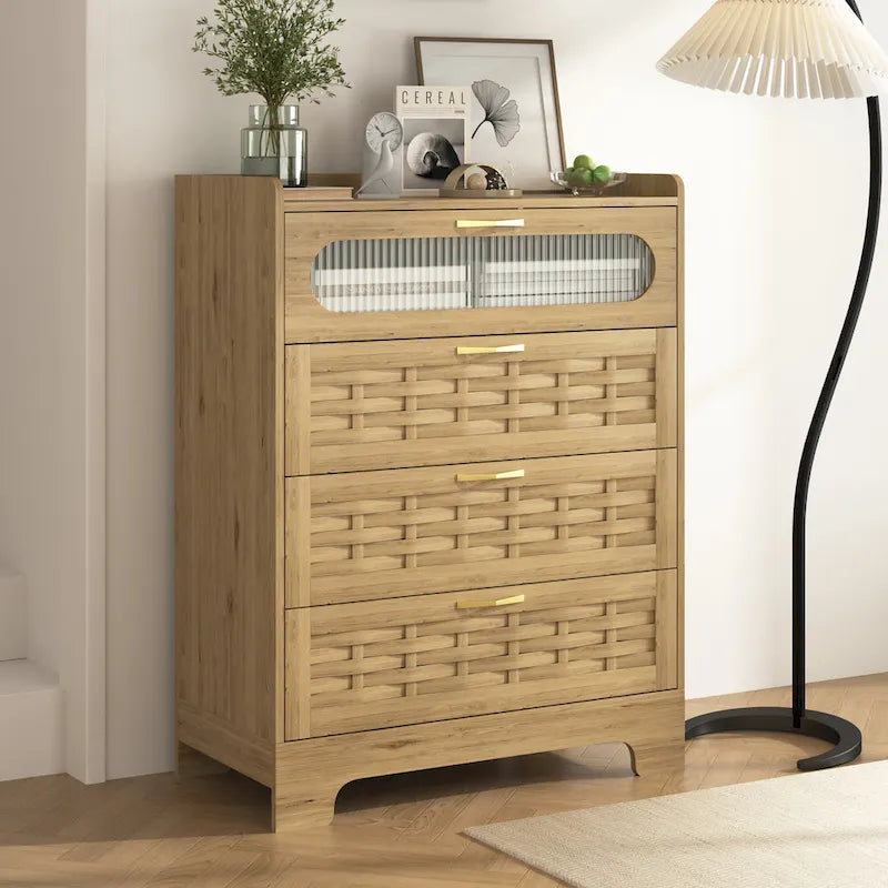 Große Doppelkommode aus Holz mit breiten Schubladen, moderne Kommode