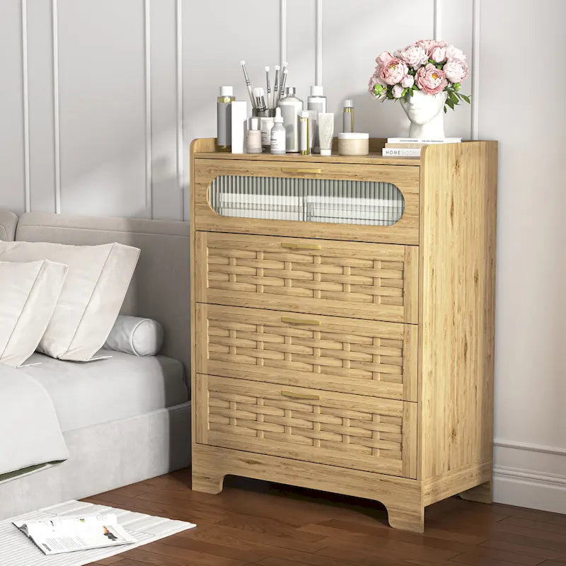 Große Doppelkommode aus Holz mit breiten Schubladen, moderne Kommode