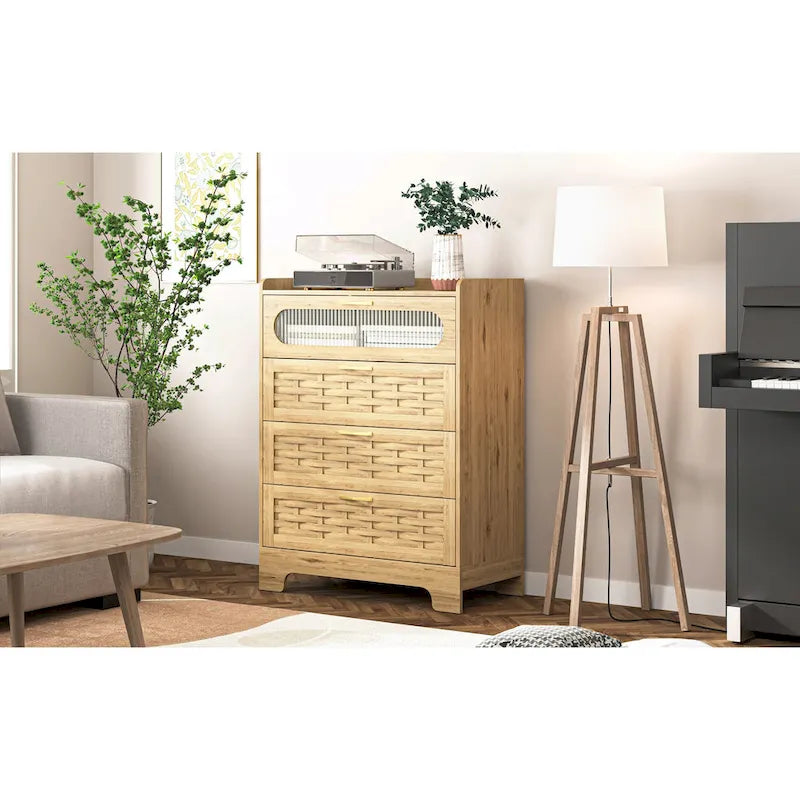 Große Doppelkommode aus Holz mit breiten Schubladen, moderne Kommode