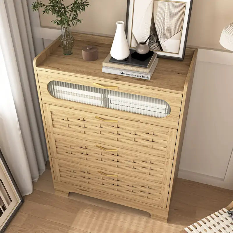 Große Doppelkommode aus Holz mit breiten Schubladen, moderne Kommode