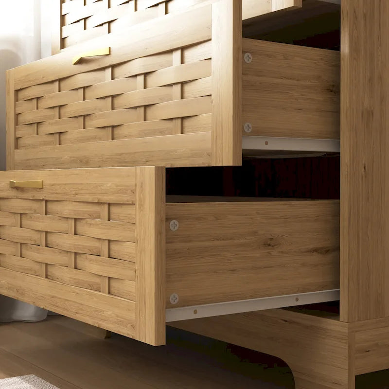 Große Doppelkommode aus Holz mit breiten Schubladen, moderne Kommode