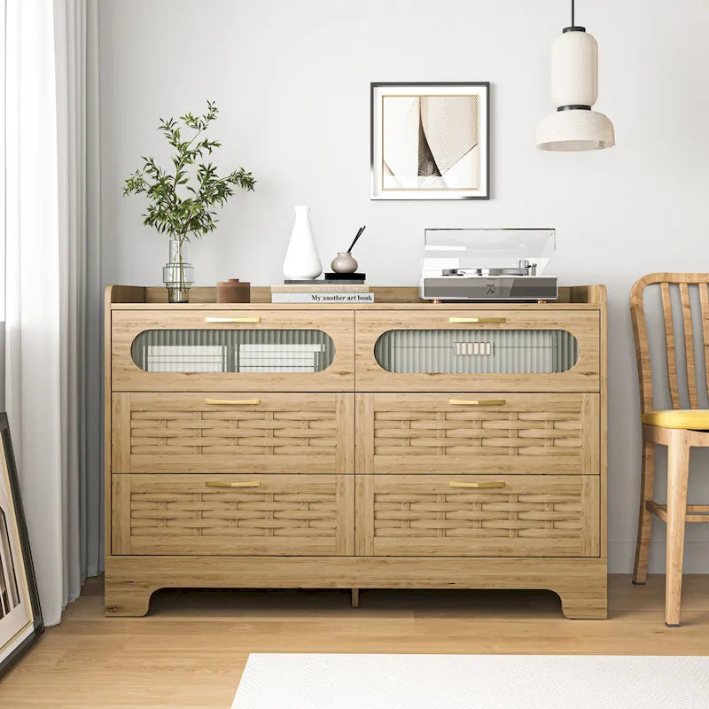 Große Doppelkommode aus Holz mit breiten Schubladen, moderne Kommode