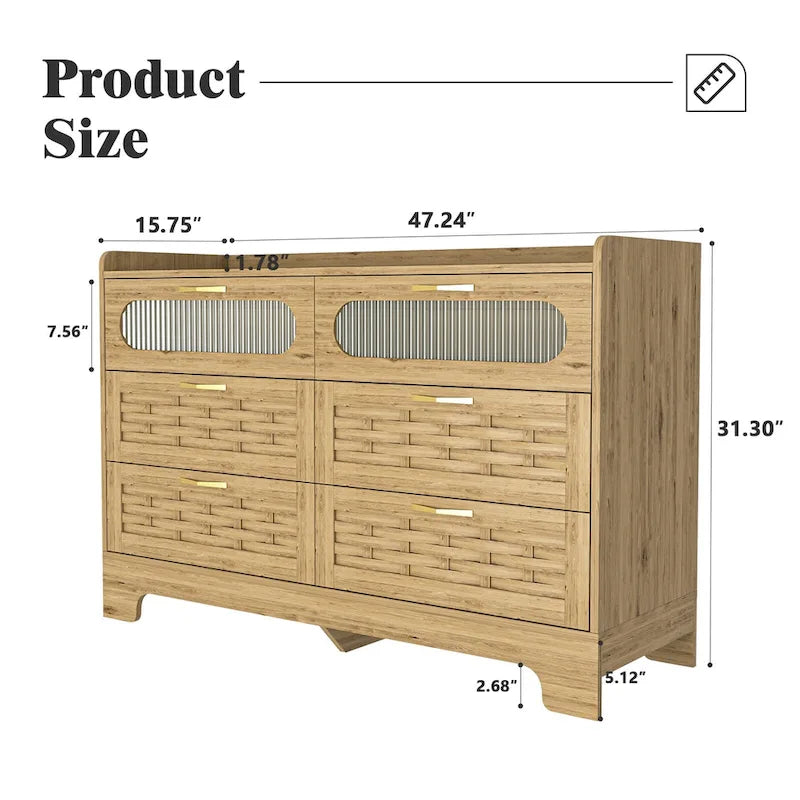 Große Doppelkommode aus Holz mit breiten Schubladen, moderne Kommode