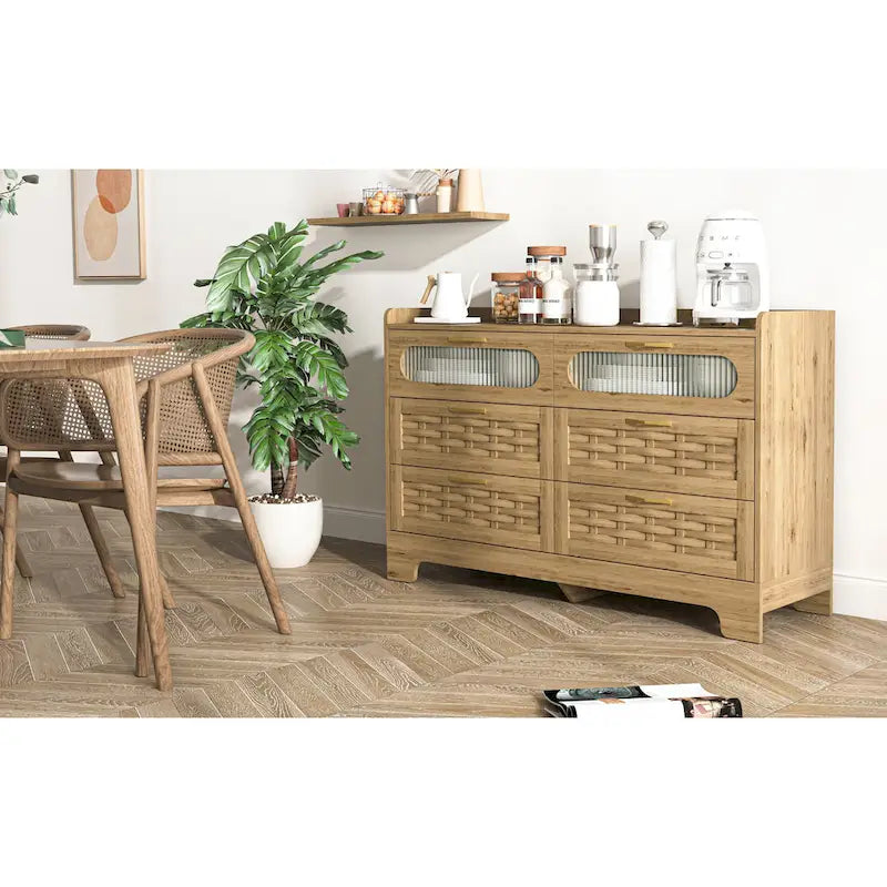Große Doppelkommode aus Holz mit breiten Schubladen, moderne Kommode