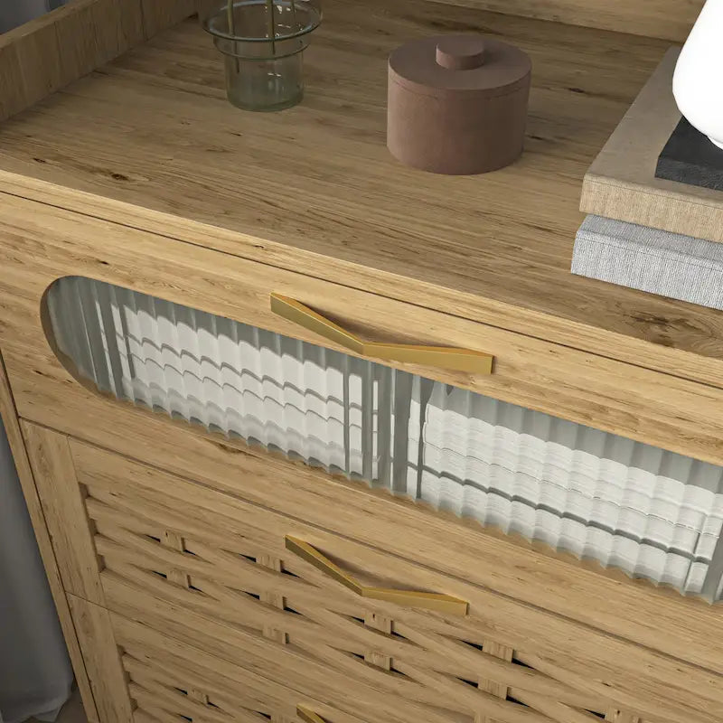 Große Doppelkommode aus Holz mit breiten Schubladen, moderne Kommode