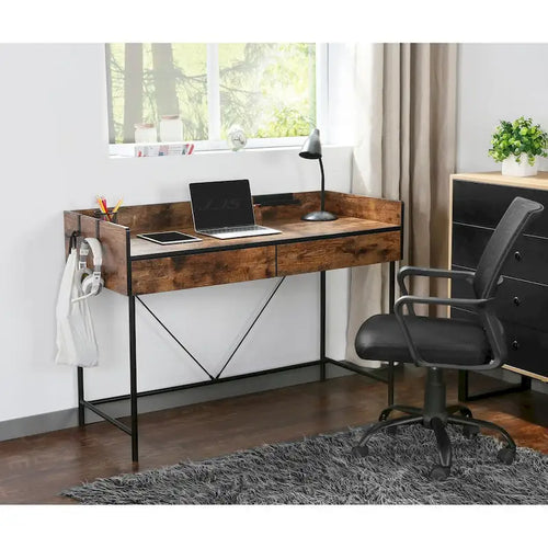 48 thuiskantoorbureau voor computer of laptop met laden, modern compact houten studie- en schrijf bureau met privacypaneel en opbergruimte