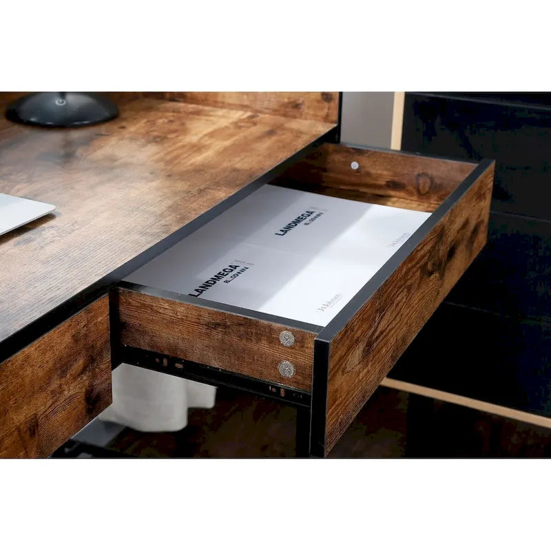 48 thuiskantoorbureau voor computer of laptop met laden, modern compact houten studie- en schrijf bureau met privacypaneel en opbergruimte