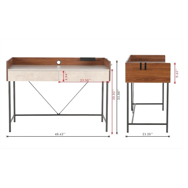 48-Zoll-Schreibtisch fürs Homeoffice mit Schubladen, moderner kompakter Holzschreibtisch zum Lernen und Schreiben mit Sichtschutz und Stauraum