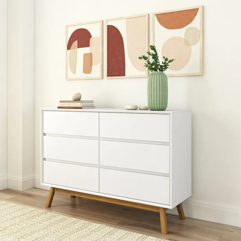 Mid-century moderne ladekast met 6 laden