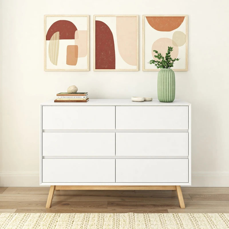 Moderne Kommode im Mid-Century-Stil mit 6 Schubladen