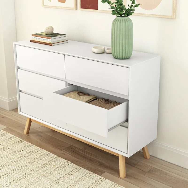 Moderne Kommode im Mid-Century-Stil mit 6 Schubladen