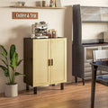 Sideboard-Buffetschrank, Küchenschrank, Kaffeebarschrank mit 2 Rattantüren und verstellbaren Einlegeböden
