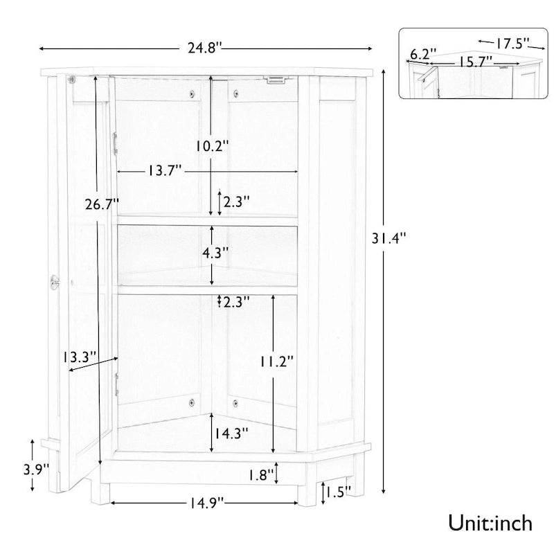 Badezimmerschrank, dreieckiger Eckschrank zur Aufbewahrung