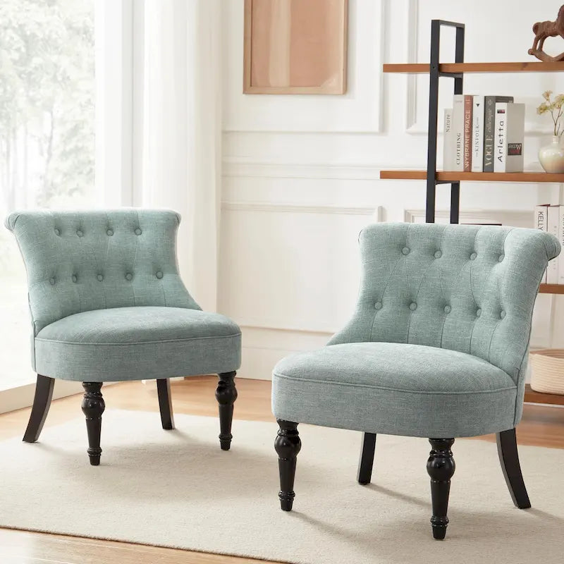Gestoffeerde accentstoelen met knopenpatroon, set van 2